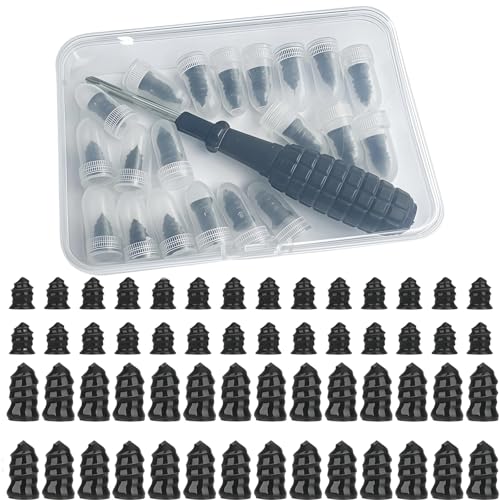 DURABILITY MATERIAL: Experience long-lasting performance with our tire repair rubber screws made from premium materials for superior durability. the tire repair screw in rubber plug features a unique threaded design that enhances grip and prevents air leakage, ensuring a reliable seal even under rugged road conditions. this kit offers exceptional wear resistance for peace of mind