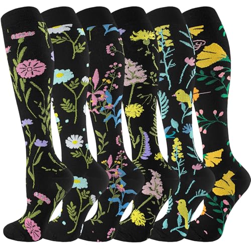 Image of bropite Compression Socks 20-30 mmHg,6 Pairs Knee-High for Running,Nurses | Graduated 20-30mmHg support,better circulation,swelling relief,unisex all-day comfort for pregnancy & activity