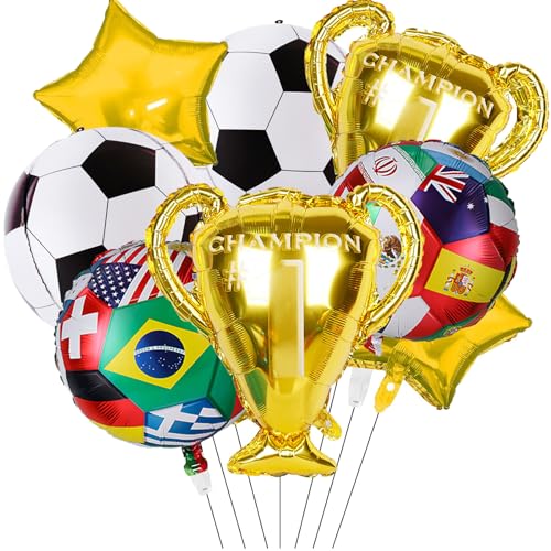 2026 World Soccer Maylar Balloons Championship Trophy Balloon Decorations Soccer Tournament Sport Theme Balloons Party Decorations