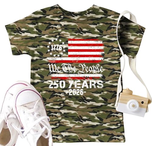 Image of CAZYCHILD Kids 250 Anniversary USA Shirts 250 Year American Flag Tshirt Boys and Girls Happy 250th Tee 4th of July Tops