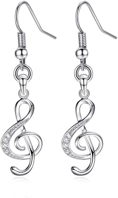 925 Silver Musical Symbol Drop Earrings Women Long Dangle Earrings Jewellery Birthday Gift