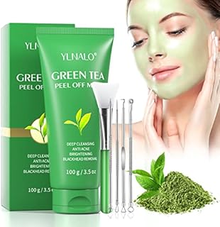 Green Tea Peel Off Mask Blackhead Remover Mask 3-in-1 Peel Off Face Mask Deep Cleansing & Reduce Acne & Pore Purifying Green Tea Mask with Brush & Blackhead Remover Extractor Tools for Acne, Blackheads, Pores, Dirt, Oil