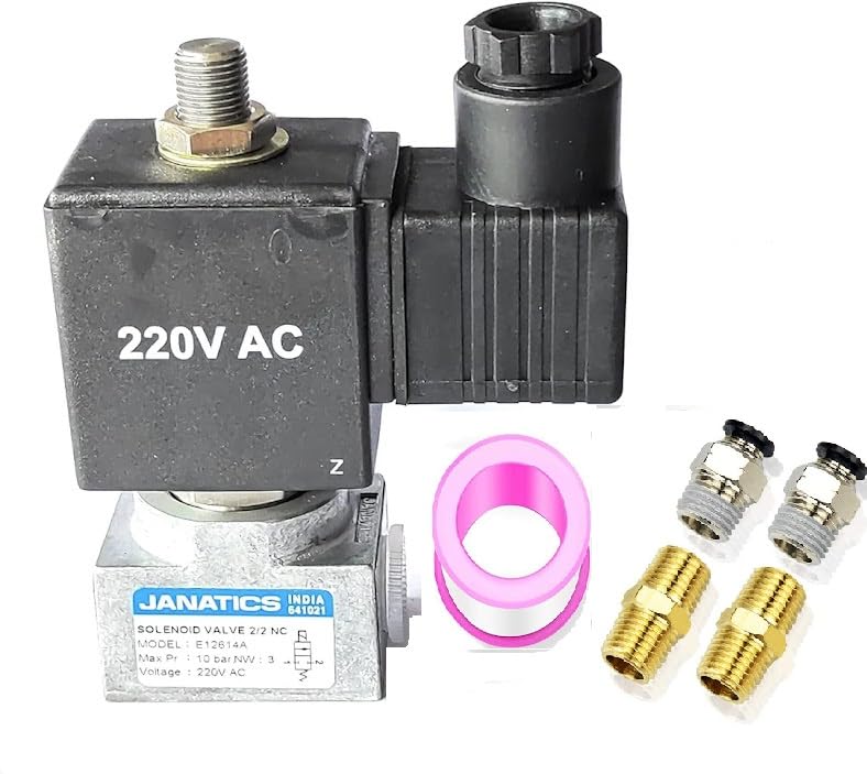 MAXAIR JANATICS Make 1/4 Inch 2/2 Way 220V AC Direct Acting Solenoid Air Valve Janatics Pneumatic Valve