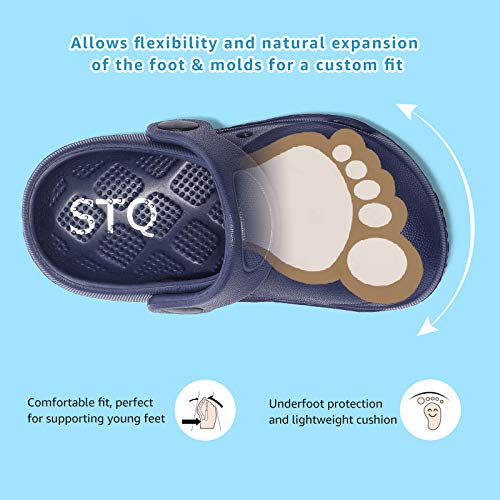 Stq Unisex-Child Classic Kids Clogs Slip On Boys And Girls Water Shoes Lightweight Beach Pool Shower Summer Slide Sandals Garden Slippers Navy, 3 Us Little Kid #TOP6