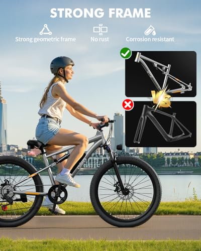 Image of Qlife Electric Bike for Adults /Teens Racer, 20+MPH 21-Speed Peak 1200W Brushless Motor Adult Electric Bicycles, 48V 10.4Ah Removable Battery Mountain Ebike, Up to 55 Miles, 27.5X2.1 Tire E Bike