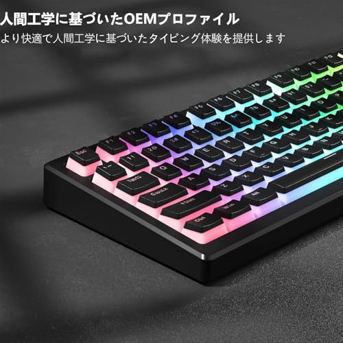 130キー プリンキーキャップ PBT透明感キーキャッ61/64/87/104/108 Cherry MX OEMプロフィールユニバーサルタイプ (ブラック)