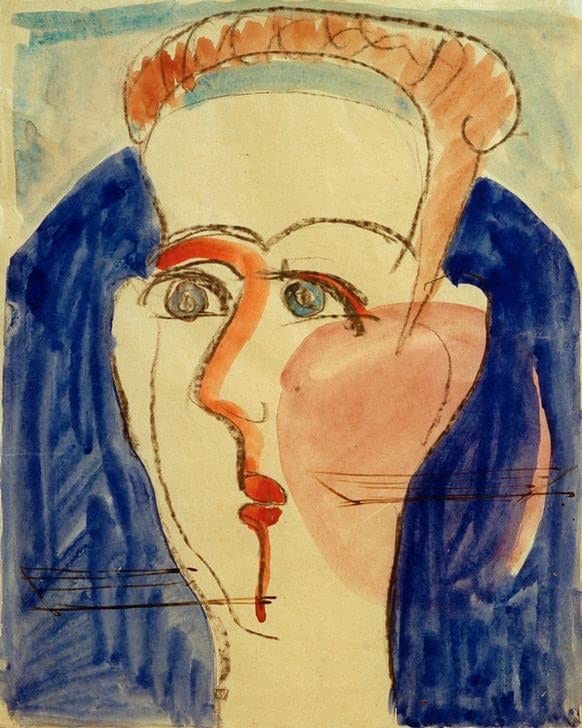 Tableau sur toile 58 x 90 cm Tête de femme par Ernst Ludwig Kirchner sans cadre GerRit