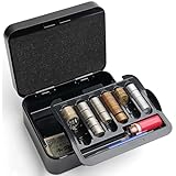 手提げ金庫 小型 お金管理 各額硬貨 収納可能 B6サイズ 家庭用 オフィス ダイヤル式 ブラック