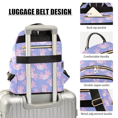 Image of Mini Backpack Cute Axolotl Salamander Fashion Backpack Purse for Women,Handbag Shoulder Bag Casual Daypack, Ladies Gift for College Work(S)