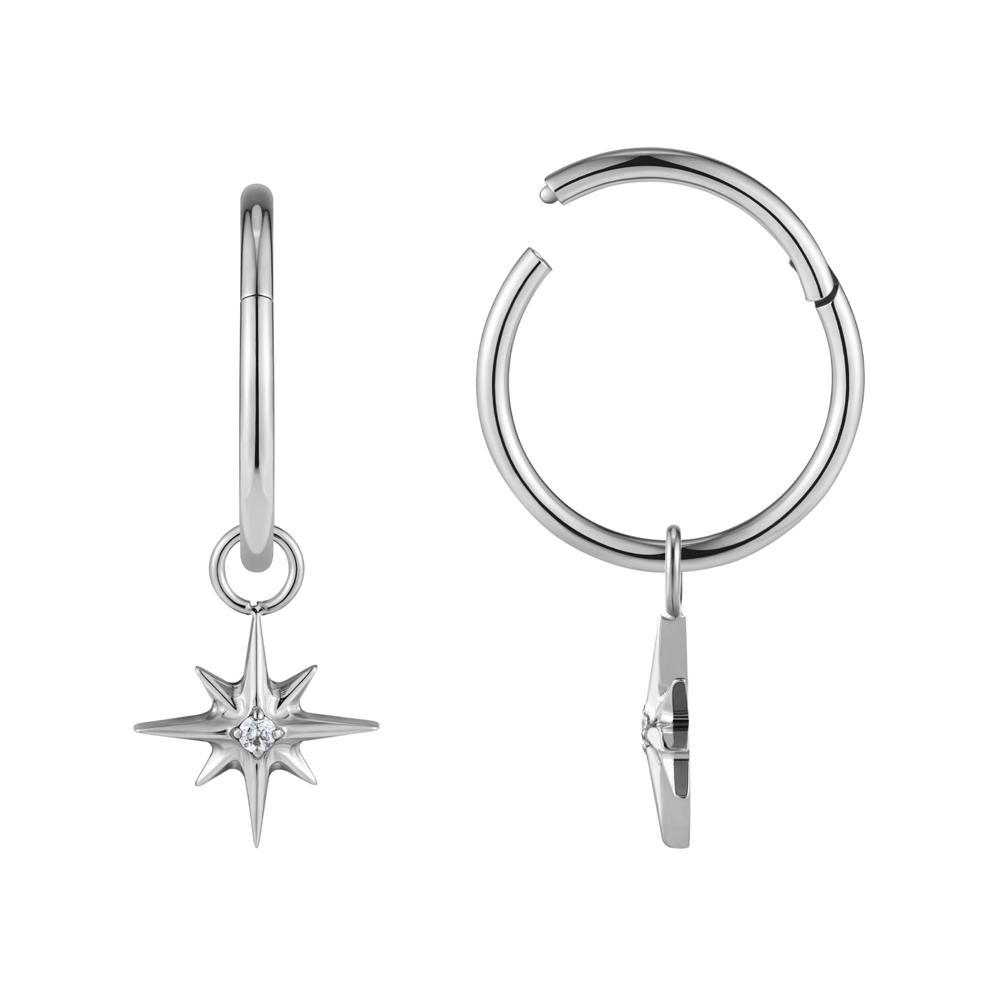 FINE4U 1 Pair Titanium Dangle Earrings for Women - Dainty Huggie Drop Earrings, Nickel Free Earrings Jewelry Gifts