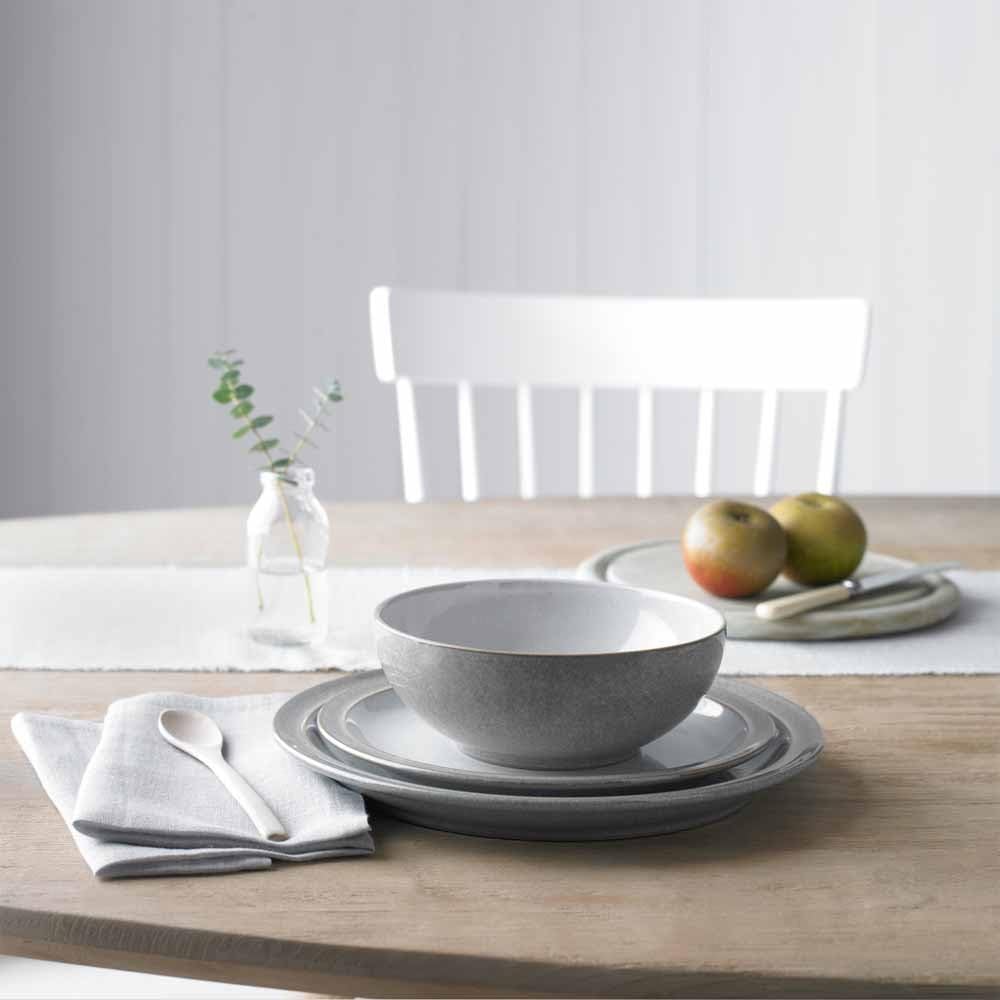 Denby Elements Light Grey Dinner Set - 4/12 Piece Ceramic Tableware - Dishwasher & Microwave Safe - 4 Dinner Plates, 4 Medium Plates, 4 Cereal Bowls