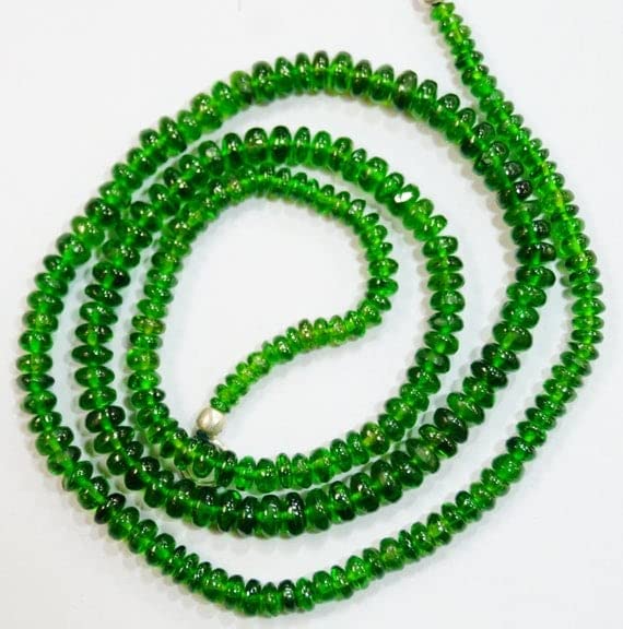 LKBEADS Naturalny klejnot kamień chromowany diopsyd gładkie koraliki kompletny naszyjnik 45 cm 3 do 4 mm