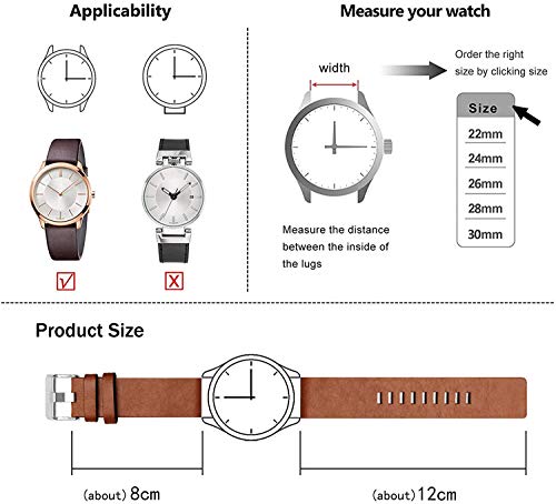 ZHUOLEI Pulseira de relógio Diesel de substituição de couro de bezerro com ferramenta de 24 mm, 26 m
