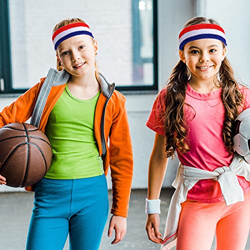 Image of Bememo 12 Pcs Sweatbands Sport Headbands for Men & Women Basketball Headband Sport Competitions Sweat Headbands Running Terry Cloth Moisture Wicking for Yoga,Tennis,Gym,Exercise
