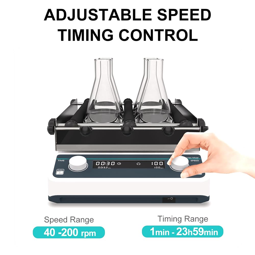 Agitatore orbitale da laboratorio, agitatore rotante con velocità regolabile da 40 a 200 giri/min, tavolo agitatore orbitale digitale, modalità temporizzata o continua, per test chimici, bio