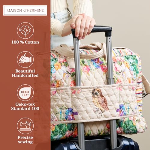 Maison d' Hermine Weekender Bags for Women Cotton Quilted Duffel Overnight Luggage Weekend Bag for Men Gym Sports Gifts Travel Business Travellers Family Trip2