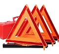 CARTMAN 3 Pack Warning Triangle DOT Approved Identical to United States FMVSS 571 125 Reflective Warning Road Safety Triangle Kit