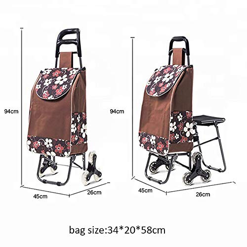 H.Slay Einkaufstrolley mit Rädern und Sitz, Einkaufsroller Treppensteigen wasserdichte Oxford Tuch Starke… – Bild 8