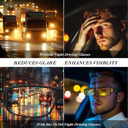 Bio-th Night Vision Driving Glasses Fit Over Glasses for Men Women,Wrap-Around Glasses With UV Protection,Cycling Golf3