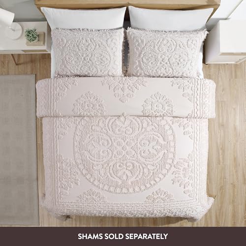 Image of Beatrice Home Fashions Medallion King Cotton Chenille Bedspread, Blush