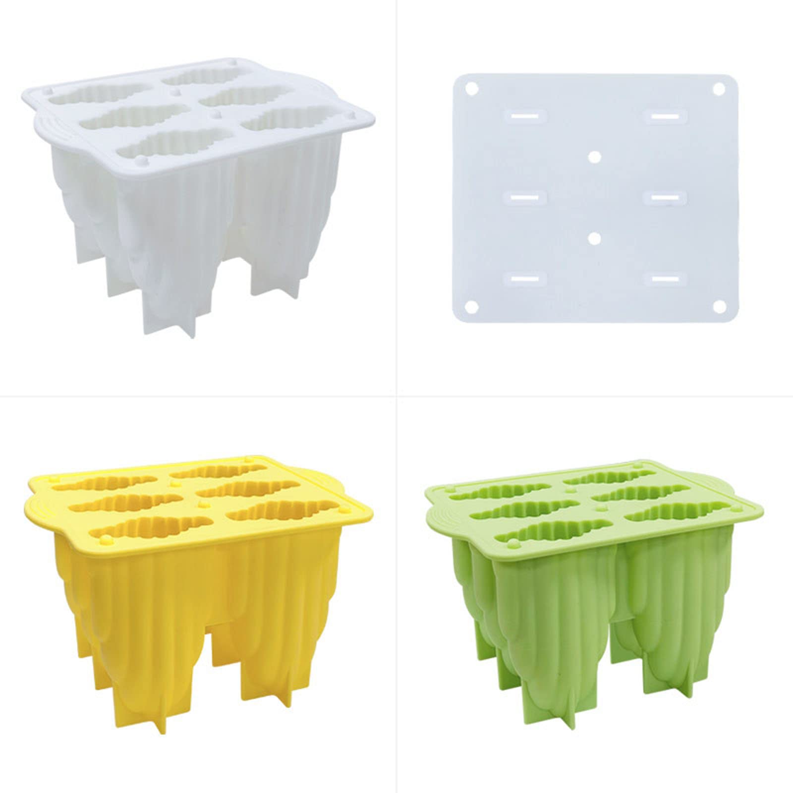 Moldes para helado, Molde de silicona for hacer helados con 6 cavidades(Green)