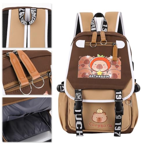 Capybara Backpack Adjustable Straps for Boys Travel Daypack with 1 Main Compartment Bag Zipper Rucksack Gifts for Capybara Lovers2