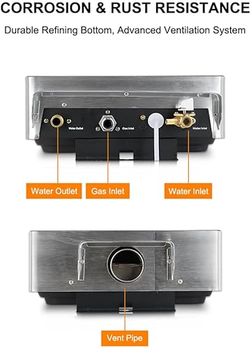 Vista 26 de CAMPLUX - Calentador de agua sin tanque de propano, calentador de agua caliente instantáneo, 3.18 GPM bajo demanda, propano, interior, color negro