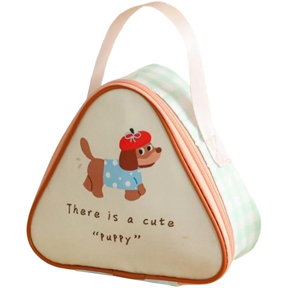 Sslvya Triangle Rice Ball Lunch Bag Cartoon Thermal Lunch Tote Insulated Food Bag Portable Cooler Bag for School Work Picnic