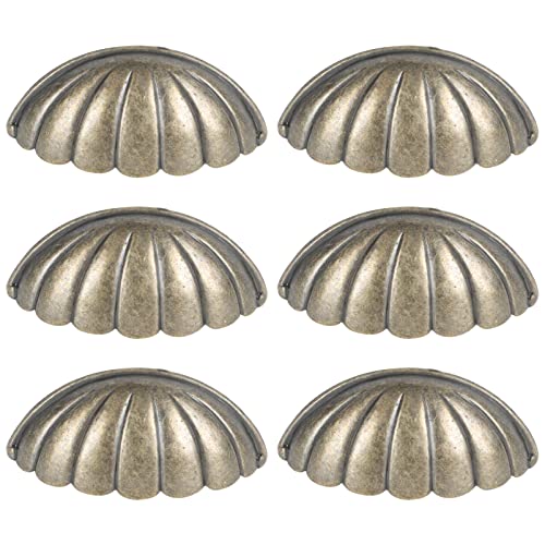 6Pcs Vintage Semi-Circular Shell Shape Drawer Knobs Cabinet Handles for Home Decor Retro Bronze Knobs for Easy Installation and Stylish Decor