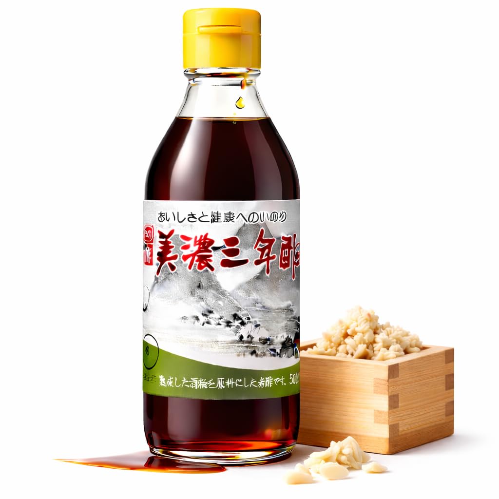 UCHIBORI BREWING - Artisan 3-Year Aged Japanese Red Vinegar, Crafted from Rich Sake Lees for Deep Umami Flavor – Elevate Your Sushi, Sashimi & Gourmet Dishes 美濃三年醋 赤醋 粕酢 – 16.9 Fl Oz Premium Glass Bottle