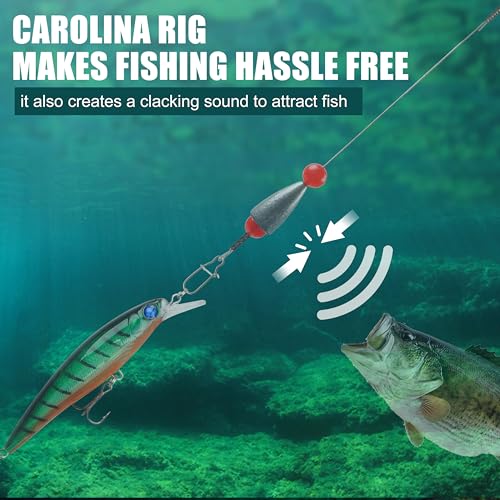 SILANON Carolina Rigs para pesca de lubina, kit de anzuelos pre-armados con plomo y cuentas para agua dulce y salada, 10 piezas de 3/8 oz miniatura 4