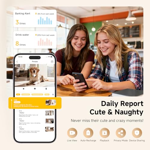 Image of Pmate AI Pet Camera Robot Companion for Dogs & Cats Robot Camera with Visual Recognition Remote Video Interaction Auto Feeding & Play Red Light Teaser Night Vision Auto Charging Blue