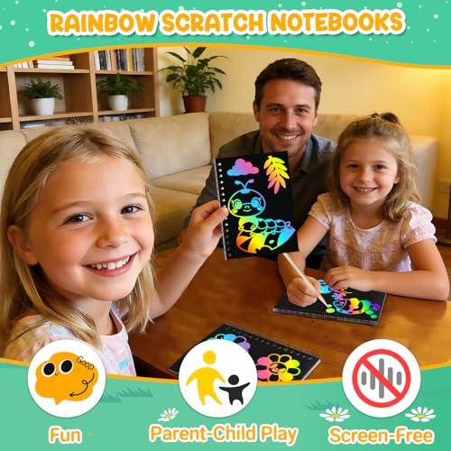Image of ZMLM 24 Pack Rainbow Art Scratch Notebooks for Kids Birthday Party Favors