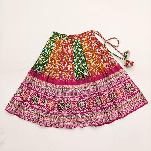 Image of E-Sqare Kids Girls Multicolour Bandhani Print Lehenga Choli Set | Ethnic Wear Dress | Readymade Clothing Set | 2 to 8 Years