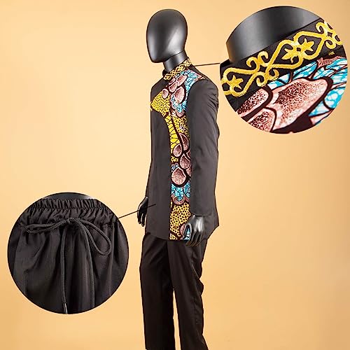 Men's 2 Pieces Suit Elegant Single Breated Slim Fit Embroidery Print Blazer Pants Set African Clothes4