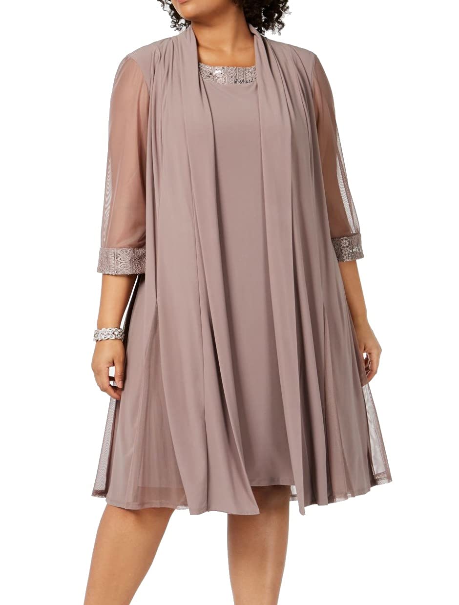 R&M RichardsWomens Plus Embellished Evening Two Piece Dress