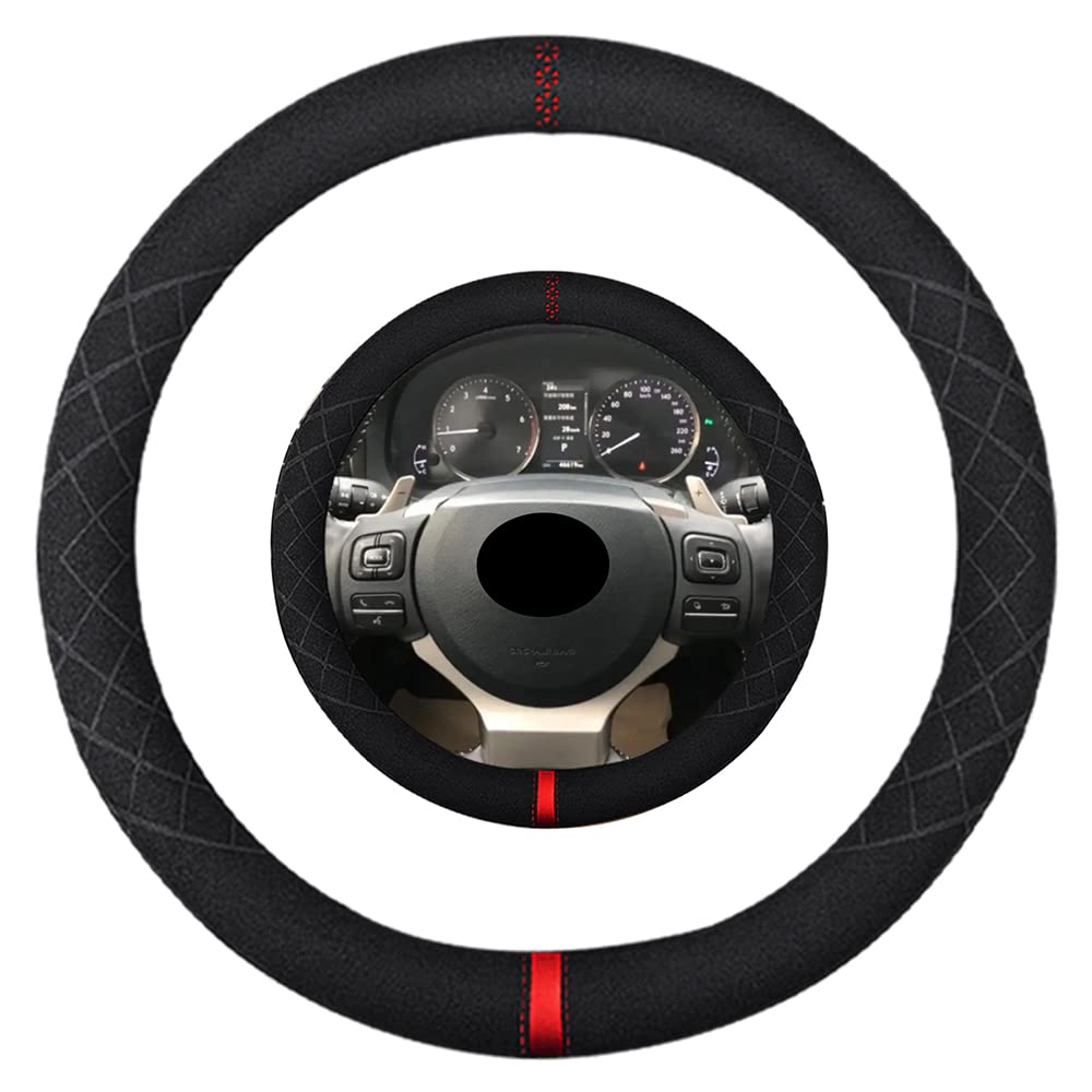 Suede Steering Wheel Cover,Compatible with Lexus IS300 IS350 RX350 NX300h IS250 Alcantara Leather Sport Non-Slip Wheel Cover Car Interior Accessories 15 inch For Man and Women