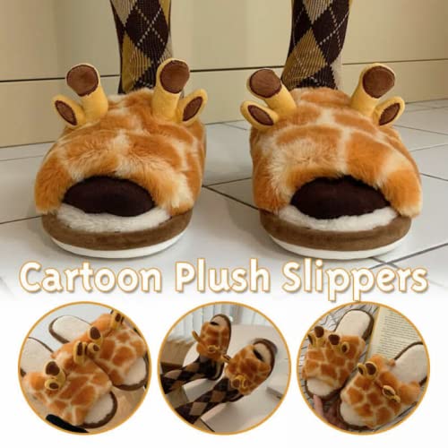 Jfxgjuv Giraffe Slippers, Cute Giraffe Slippers for Women Men Giraffe Animal Slippers Fuzzy Giraffe Slippers Shoes for Adults Kids2