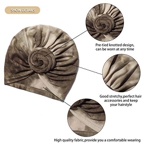 Image of KYNARI Turban Head Wraps for Women, Pretied Stretch Bonnet Hair Wrap | African Knot Turban Hats Pre Twist Headwear Soft Head Scarf Elastic and Breathable Head Covering Cancer Caps for Black Women