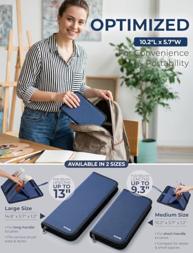 Image of DUGATO Short Brush Holder & Organizer, Canvas Case 5.4 x 10.7 in, Blue
