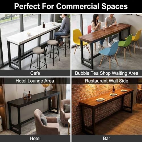 Mesa alta de estrecha con marco de metal 100cm para comedor y pub 7