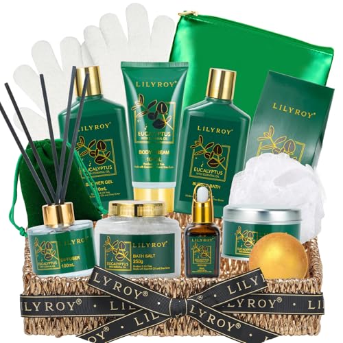 Image of Eucalyptus Spa Bath Gift Set, 15Pcs Premium Spa Gift Baskets for Women & Men