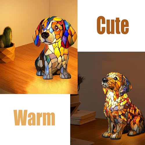 XWNGDAFEVF Siamese Lampe für Hund und Katze, Kunst, Tischlampe, Tierstatue, Heimdekoration, LED-Nachtlicht, Border Collie