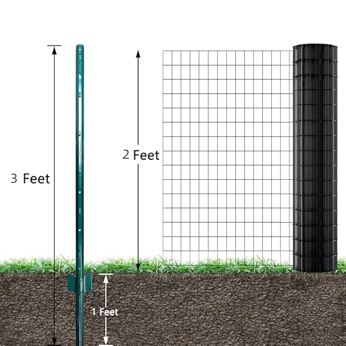 Image of ARIFARO Fence Posts 3 Feet Sturdy Duty Metal Fence Post, Pack of 16, No Dig Garden U Post for Wire Fencing Steel Post for Yard, Outdoor Wire