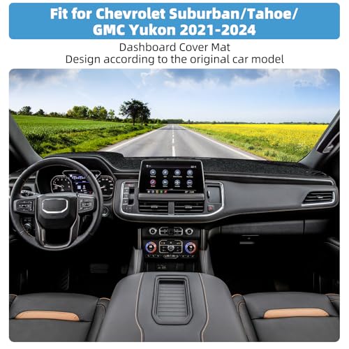 Image of Dash Cover Mat Compatible with Chevrolet Suburban /Tahoe and Fit for GMC Yukon 2021-2024 Dashboard Cover Mat Interior Accessories(Not for GMC Yukon Denali)