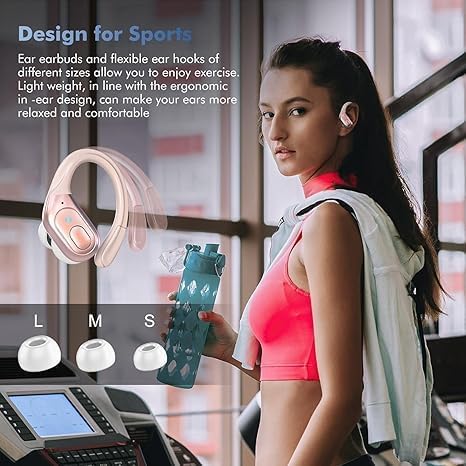 HAOYUYAN Auriculares inalámbricos Bluetooth 5.4 Over-Ear, cancelación de Ruido, Impermeables IPX7, Pantalla LED de batería, 75h de reproducción, para Deportes y Entrenamientos - Oro Rosa