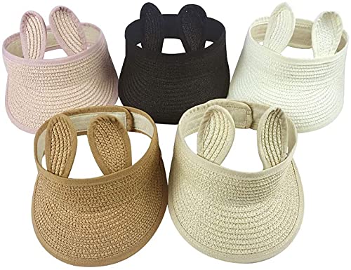 Sombrero de sol plegable de conejito de verano, gorra de visera de paja para niños y niñas, 1 unidad, para verano, sombreros de verano para mujeres (color: C, tamaño: talla única)