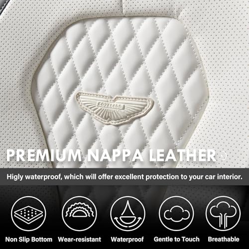 Image of Coverado Seat Covers, Car Seat Covers Full Set, White Car Seat Cover, Car Seat Cushion Waterproof, Front Seats Back Seat Covers, Luxury Seat Cover Car Seat Protector Universal Fit Most Cars