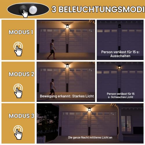 Flacchi Solarlampen für Außen mit Bewegungsmelder Warmweiß 4 Stück – Ansicht 4