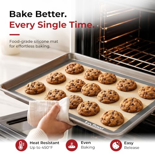 Image of Silicone Baking Mats Half Sheet Non Stick for Oven Reusable 4 Pack - Thick Heavy Duty Silicone Baking Mat Cookie Sheet 1 /2 Size for Macaron & Pastry - Half Size Rectangular Cooking Oven Liner Pad